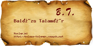 Balázs Talamér névjegykártya